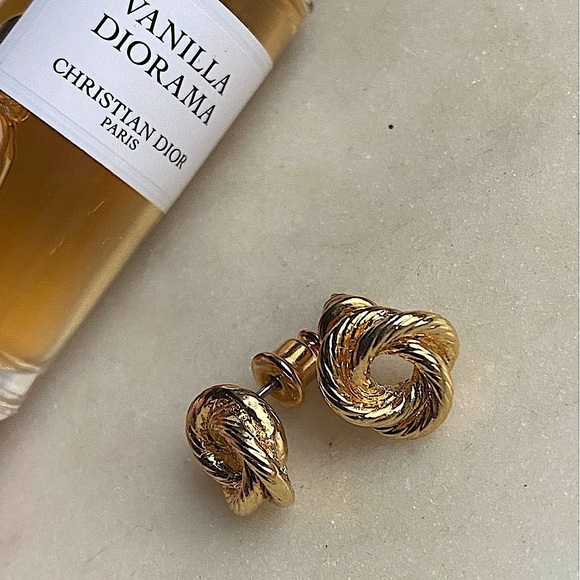 Tiny gold tone rope knot earrings for pierced ears - Picture 1 of 16